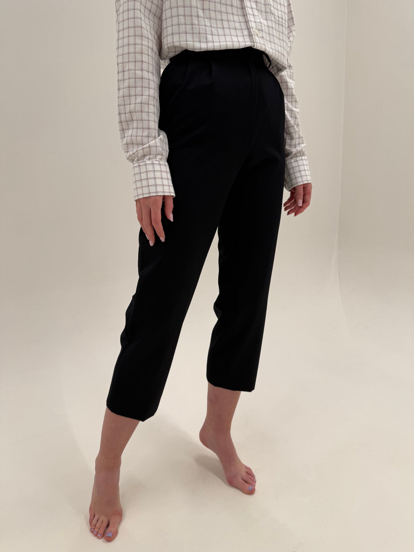 Pantaloni petite țigaretă din lana groasă extrafina certificată