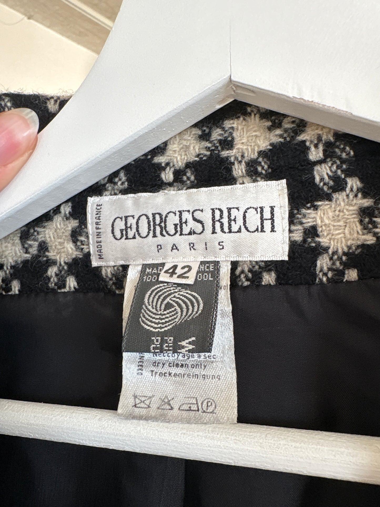 Sacou petite de brand luxury vintage Georges Rech din tweed pied de coq