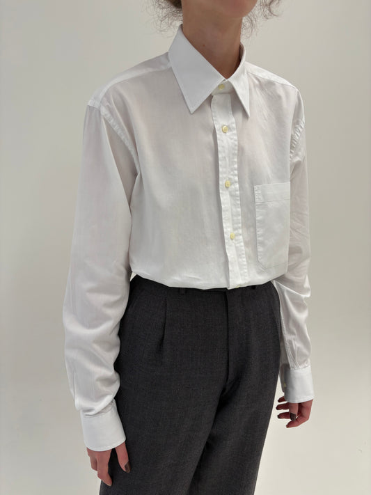 Cămașa premium italiană albă din poplin excepțional de bumbac