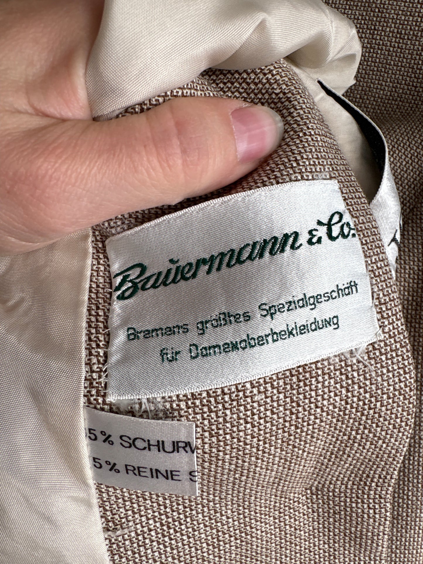 Sacou old vintage anii 70 din stofă structurată de lana și mătase naturală