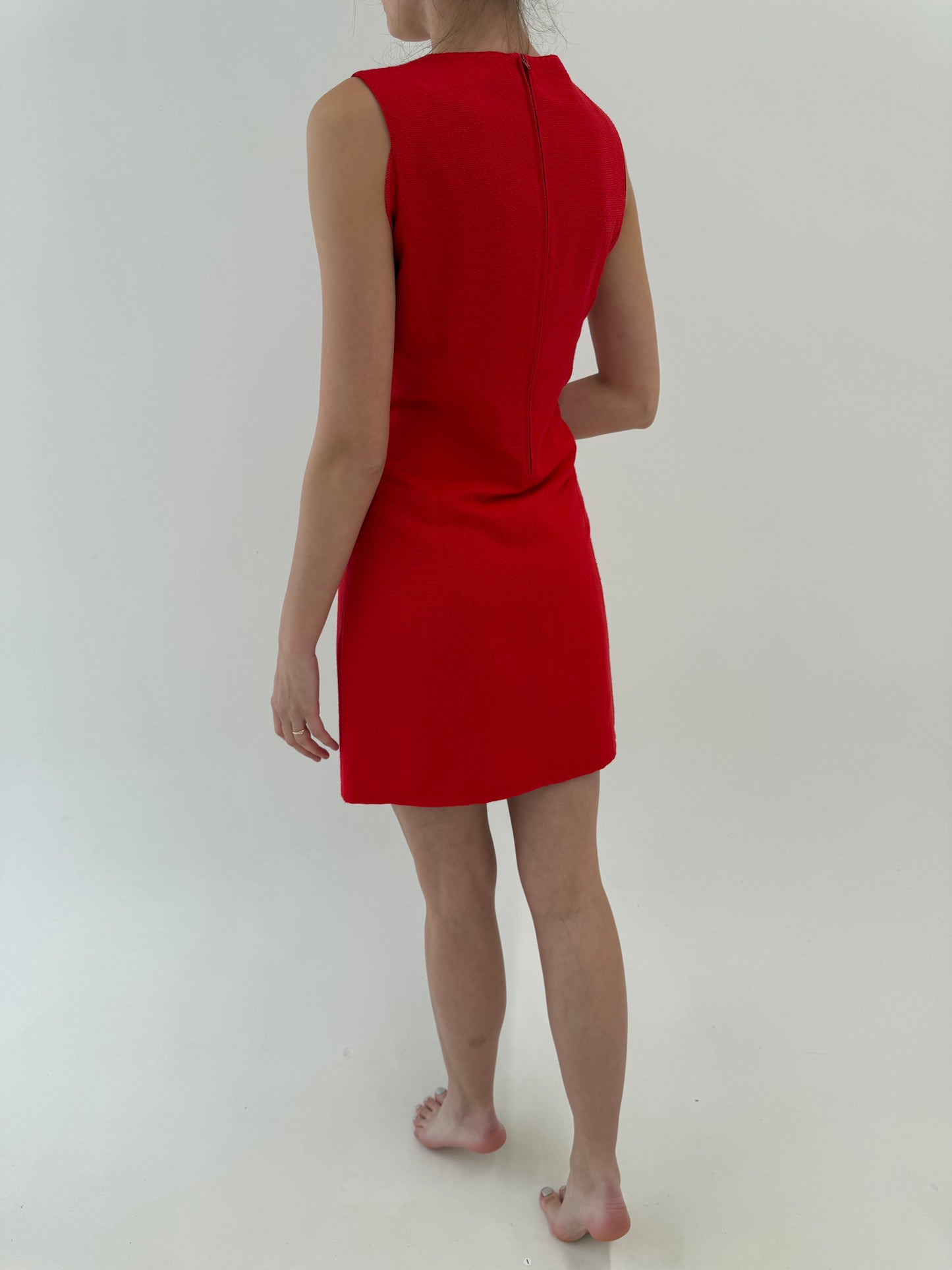 Rochie vintage cherry red cu decupaj ultra chic din pânză