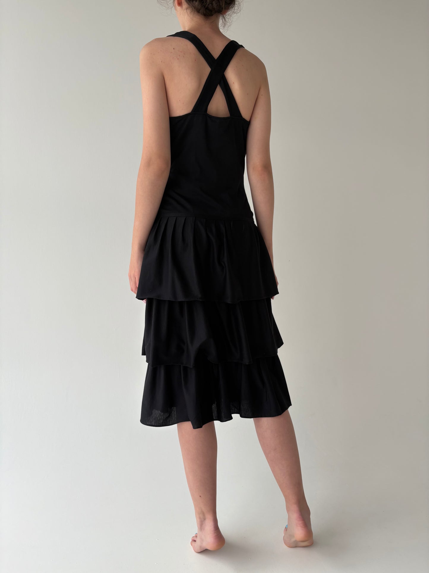 LBD vintage de la zi la seară din bumbac modelator și volane
