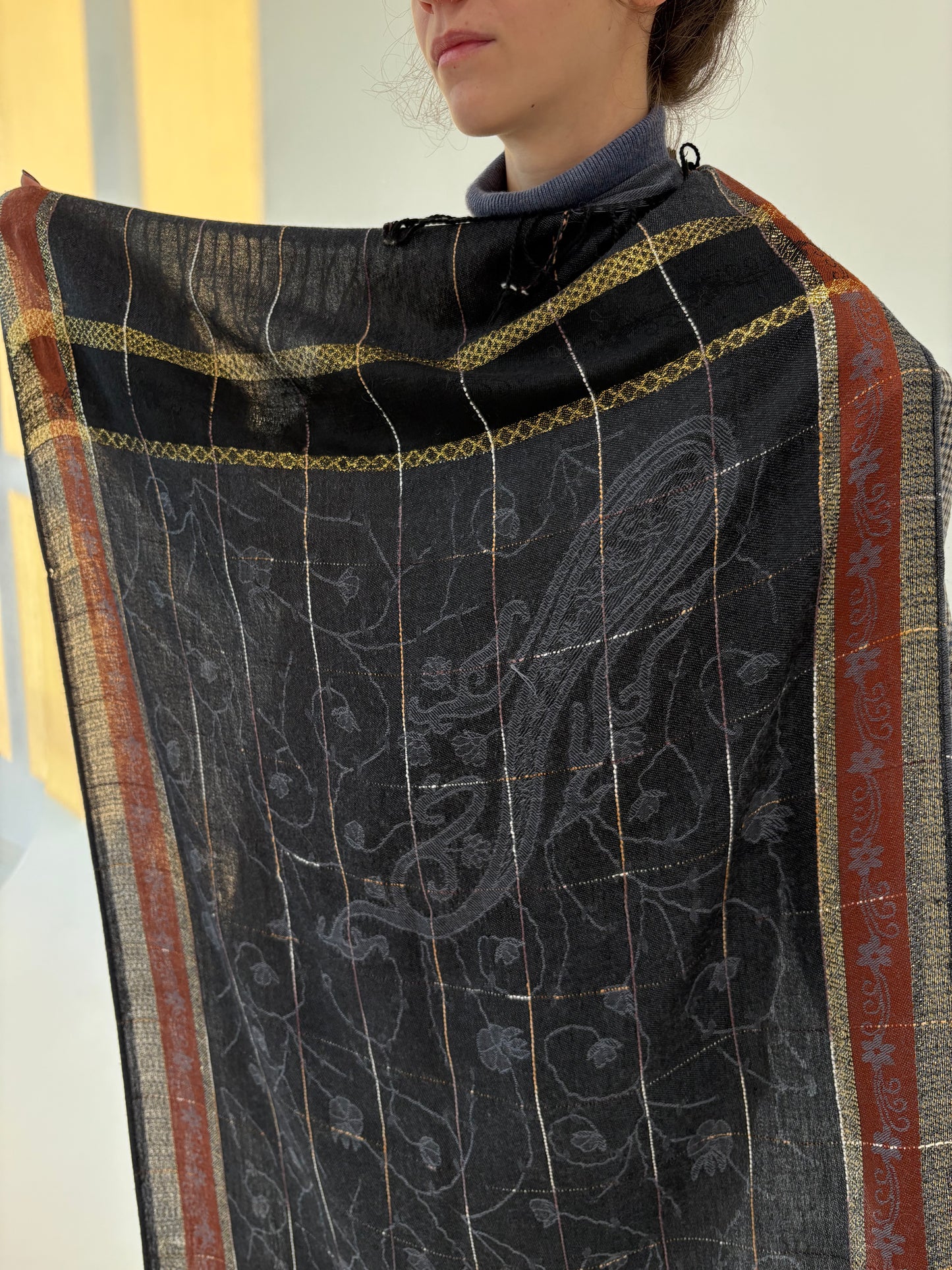 Shawl XXL excepțional din cașmir și mătase naturală