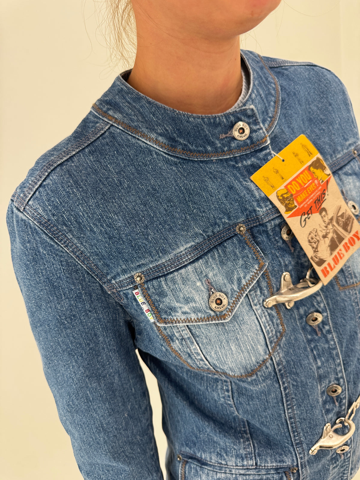 Geaca vintage new old stock de jeans nouă cu etichetă cu toggle closure