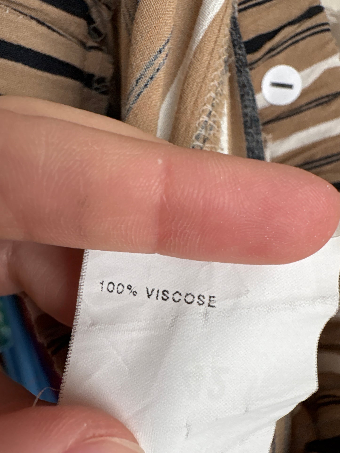 Pantaloni tall spre palazzo în dungi fine dark camel cu talie elastică