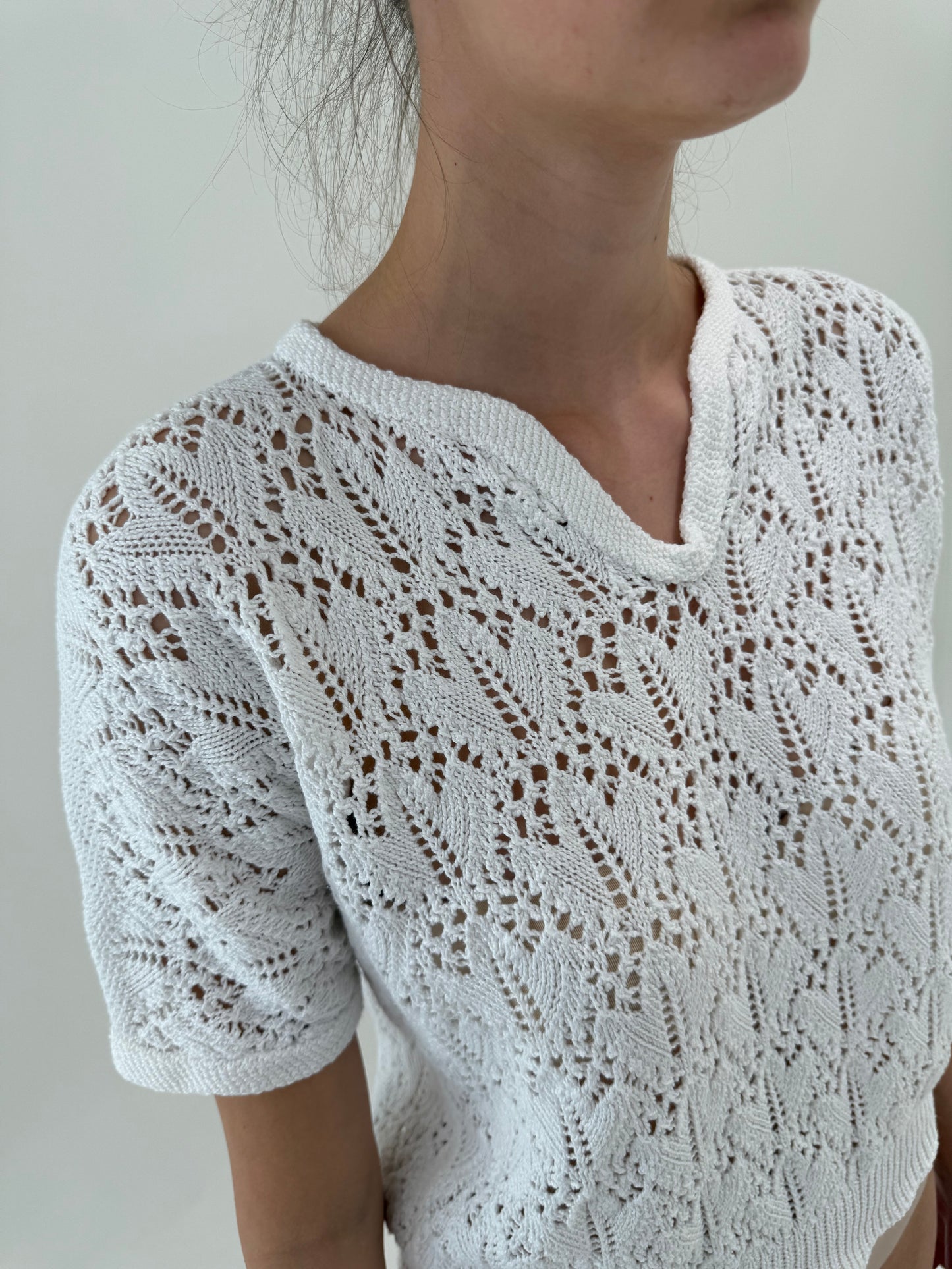 Top premium vintage italian din bumbac macrame dantelat