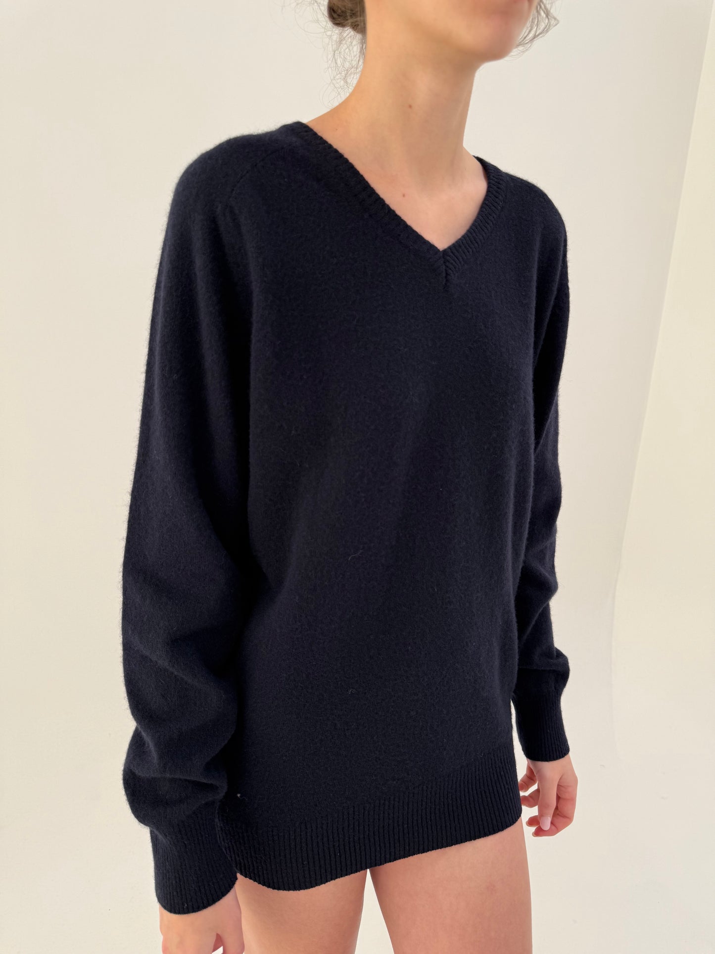 Pulover Navy blue de gramaj mare 80% lana merino extrafina