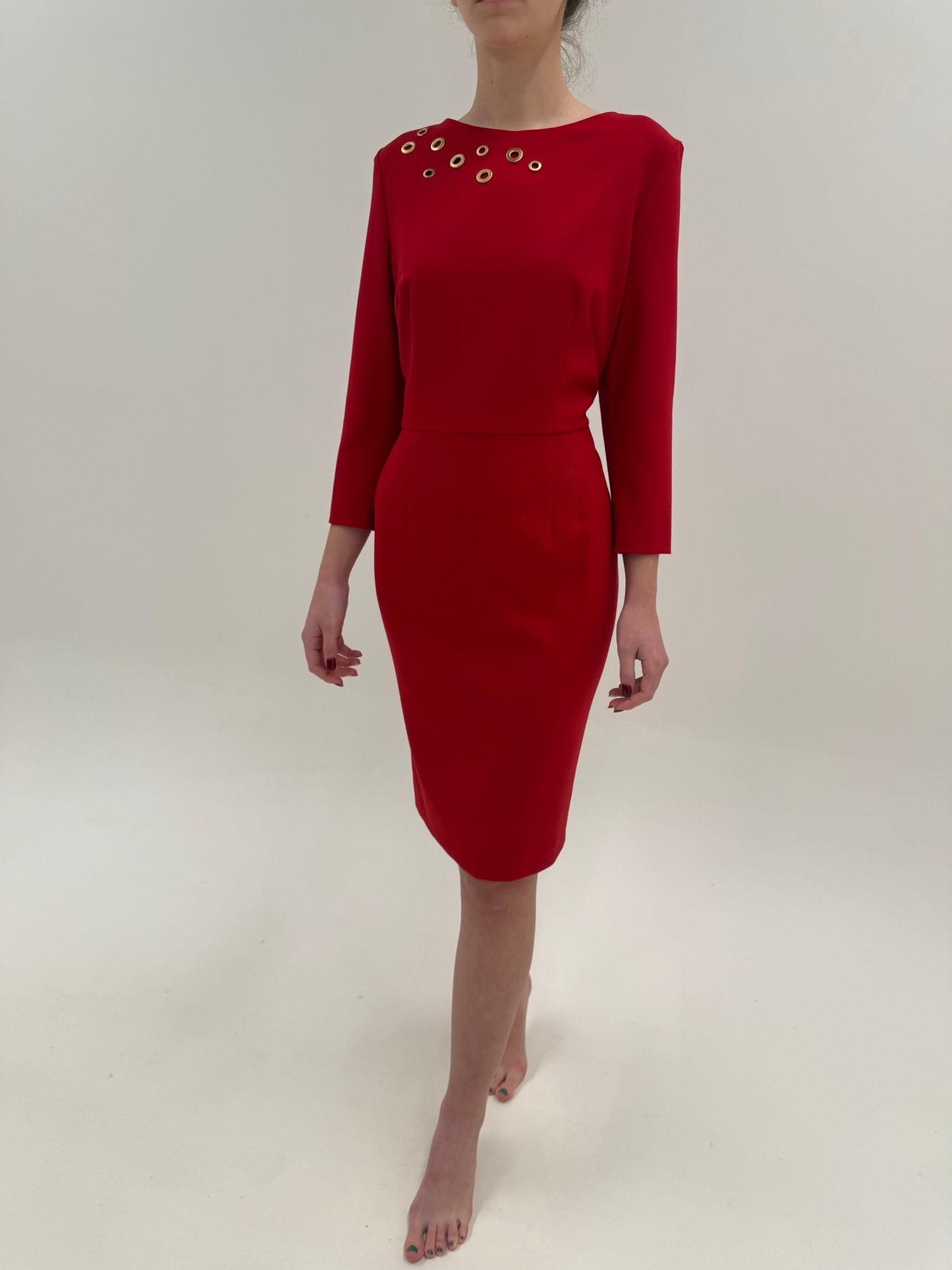 Rochie luxury Escada de la business la cocktail roșu tare