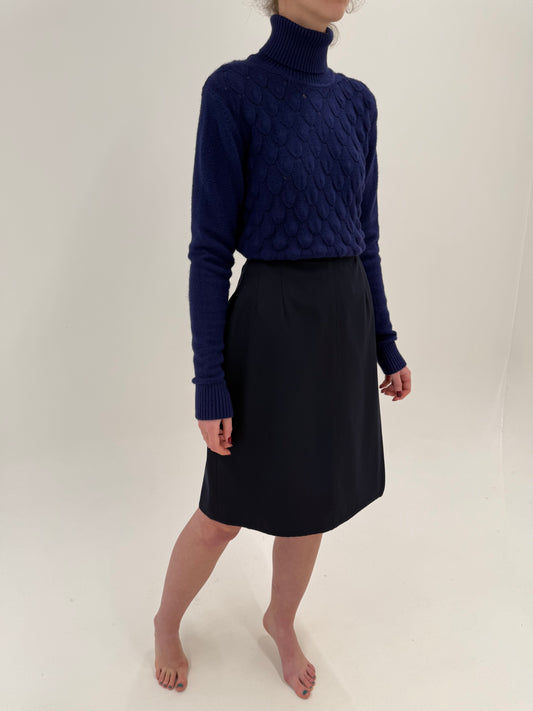 Fustă petrecută Escada în croi A-line din worsted wool foarte ușor lucioasă