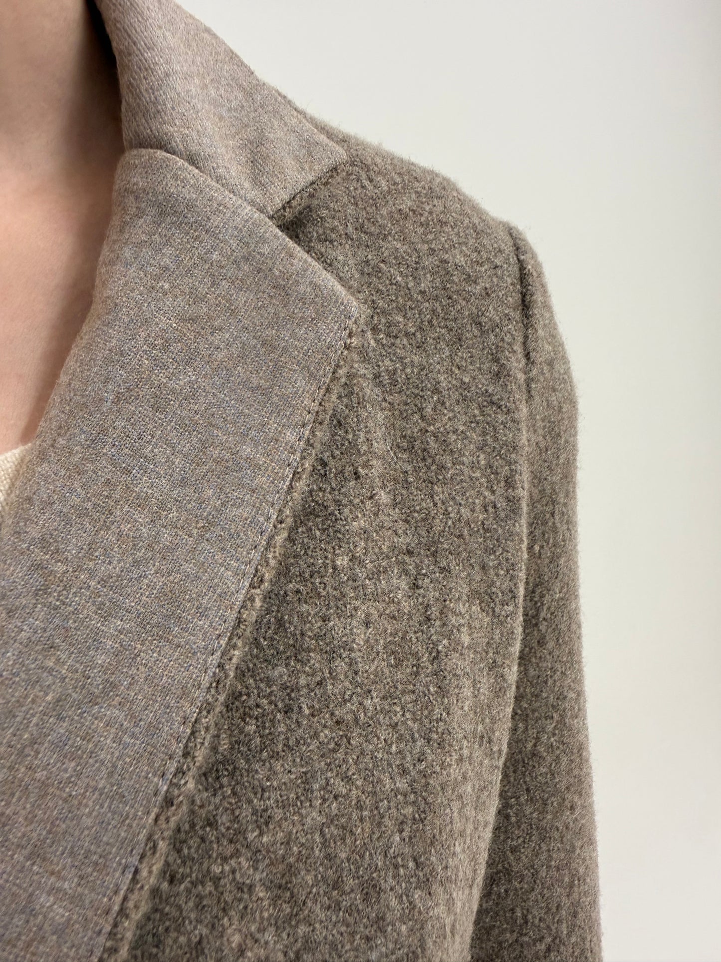 Sacou ultra luxury Fabiana Filippi din boiled wool taupe brown