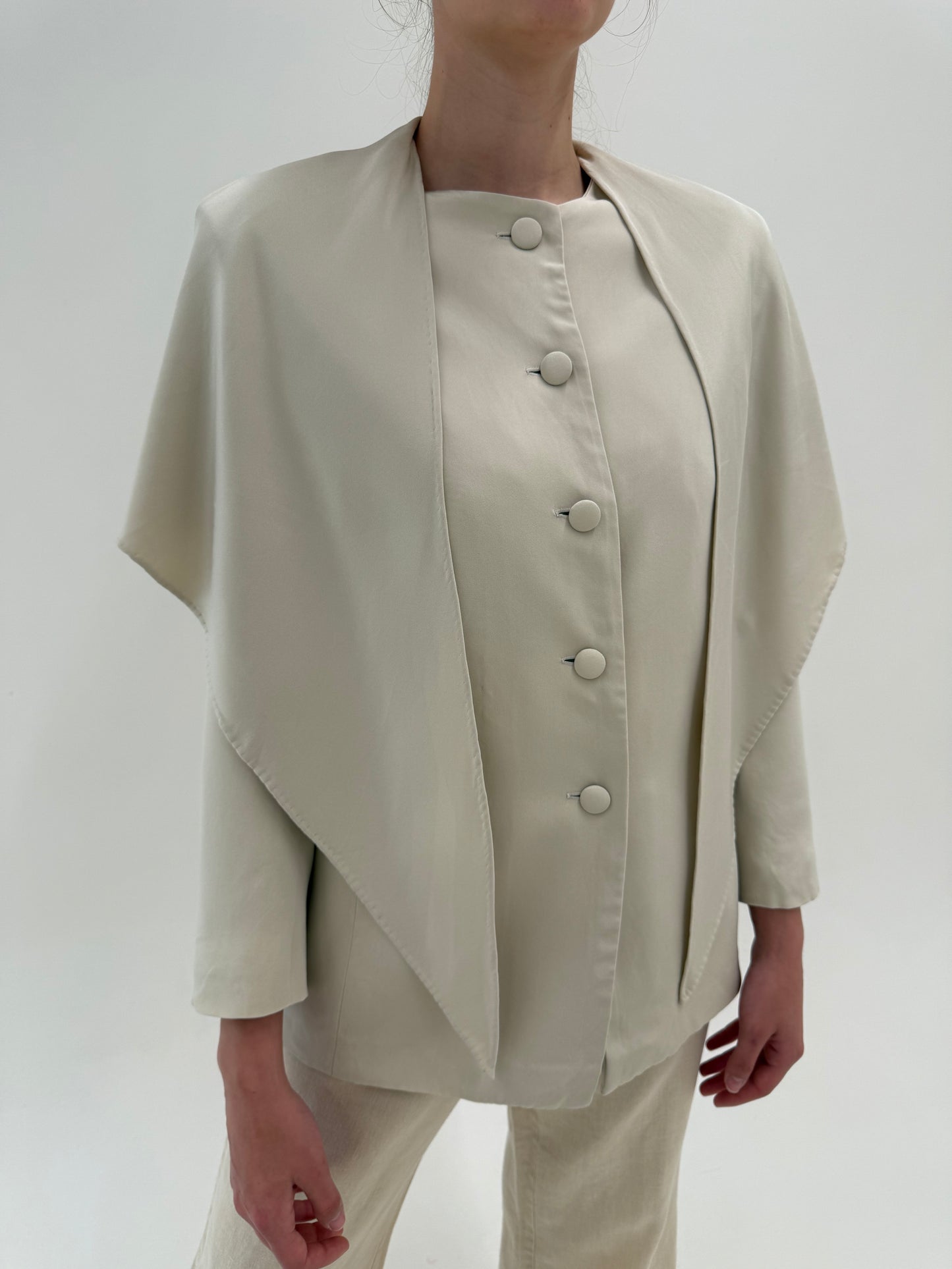Sacou se brand luxury Elegance din mătase naturală cu guler tip sal