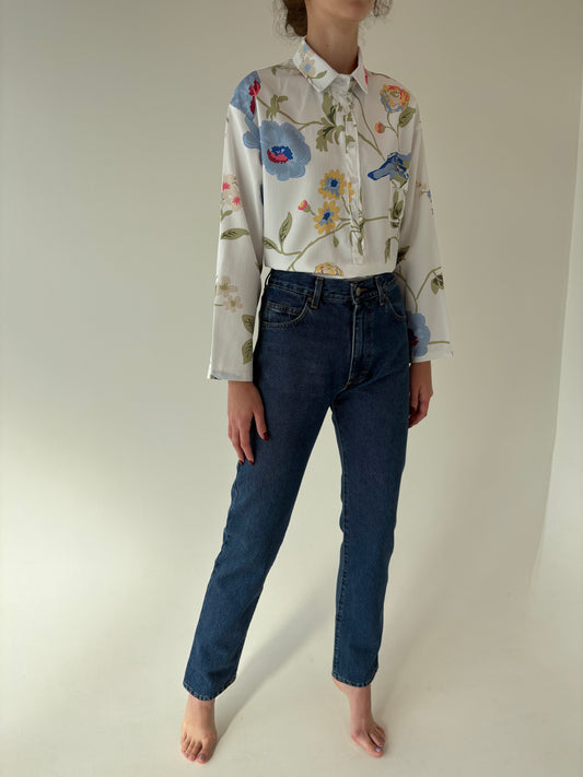 Jeans vintage premium tall dark wash din bumbac plin