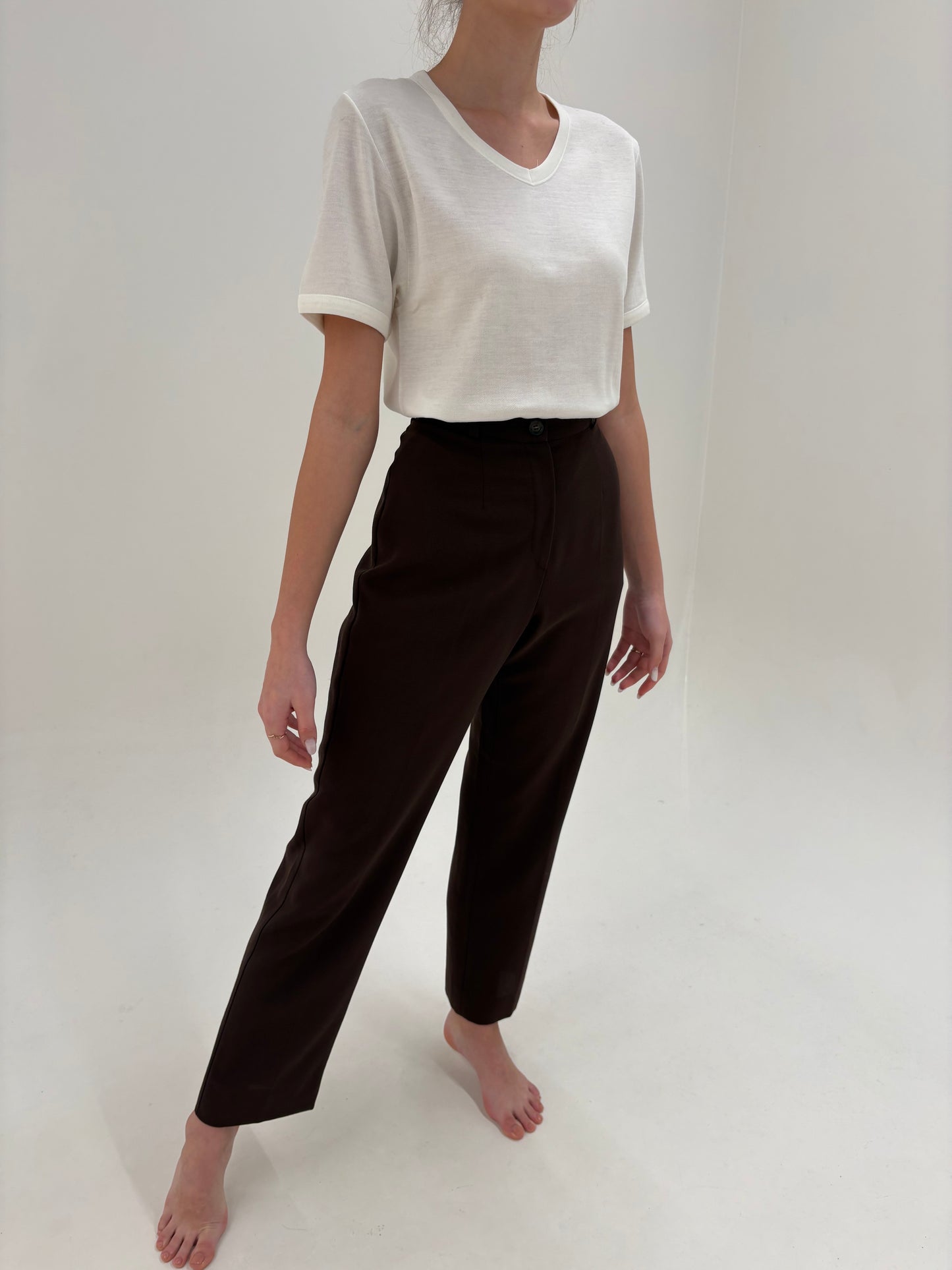 Pantaloni Marella by Max Mara cu talie ultra înaltă din lanita subțire de primăvară