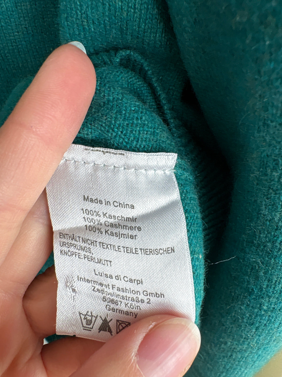 Cardigan din cașmir aqua blue în croi clasic