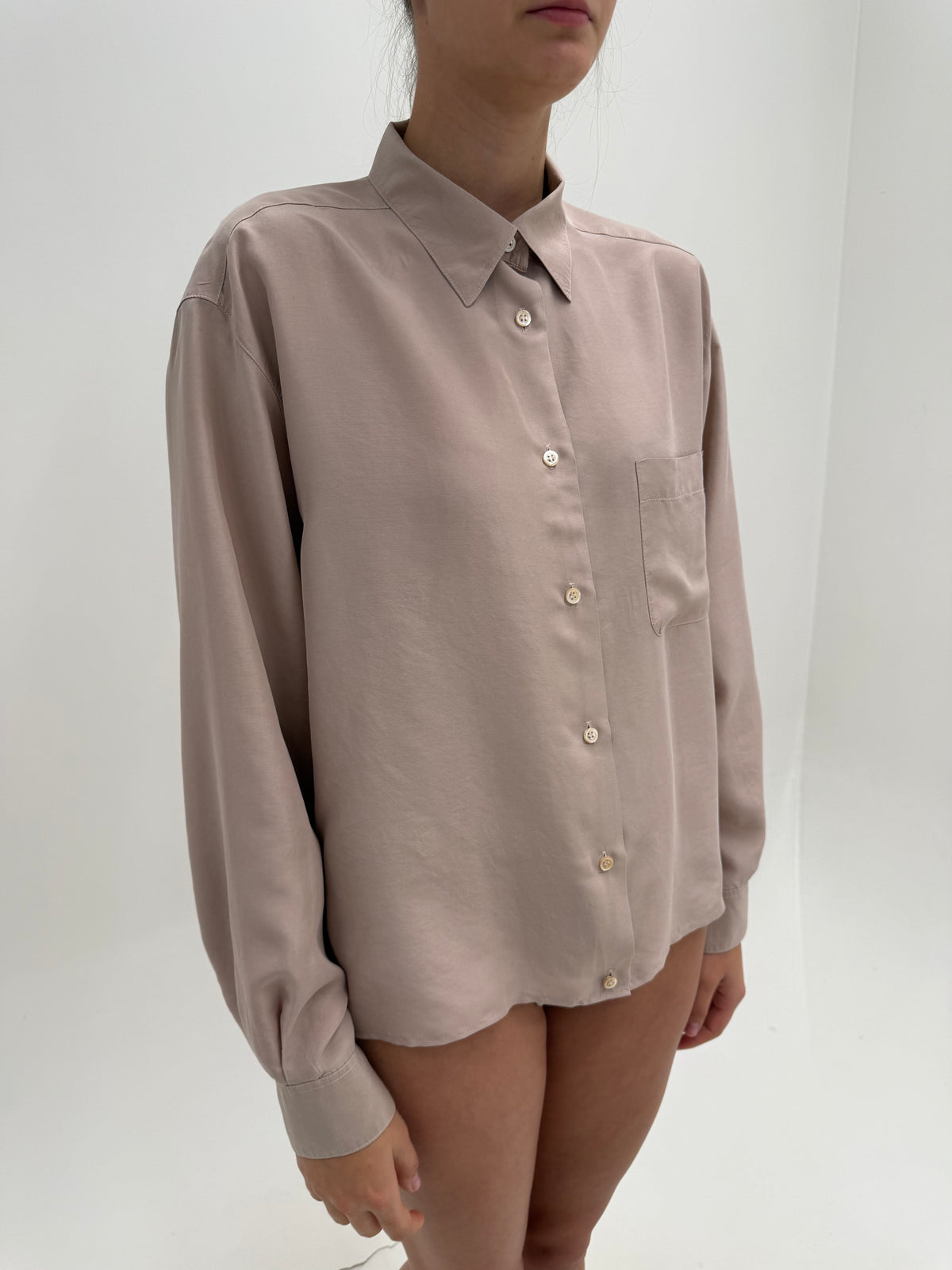 Cămașa Max Mara din mătase naturală în croi lejer dusty powder Pink