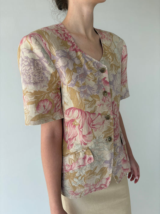 Sacou luxury Marella by Max Mara ușor cambrat din in cu print floral