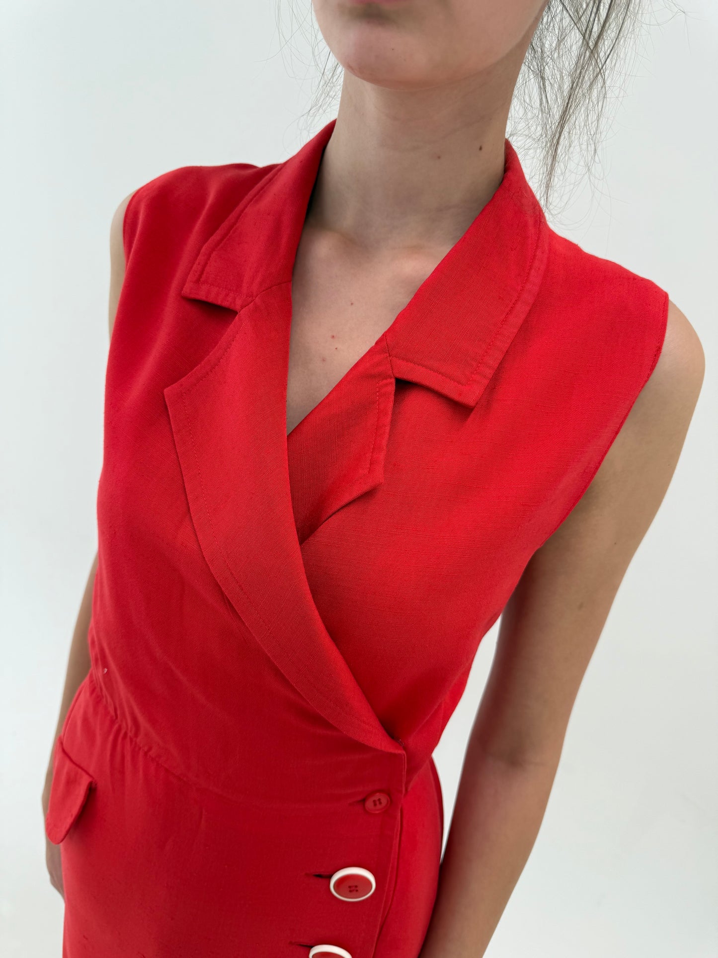 Rochie vintage Yves Saint Laurent de arhivă sfârșit de ani 80 din pânză în croi petrecut
