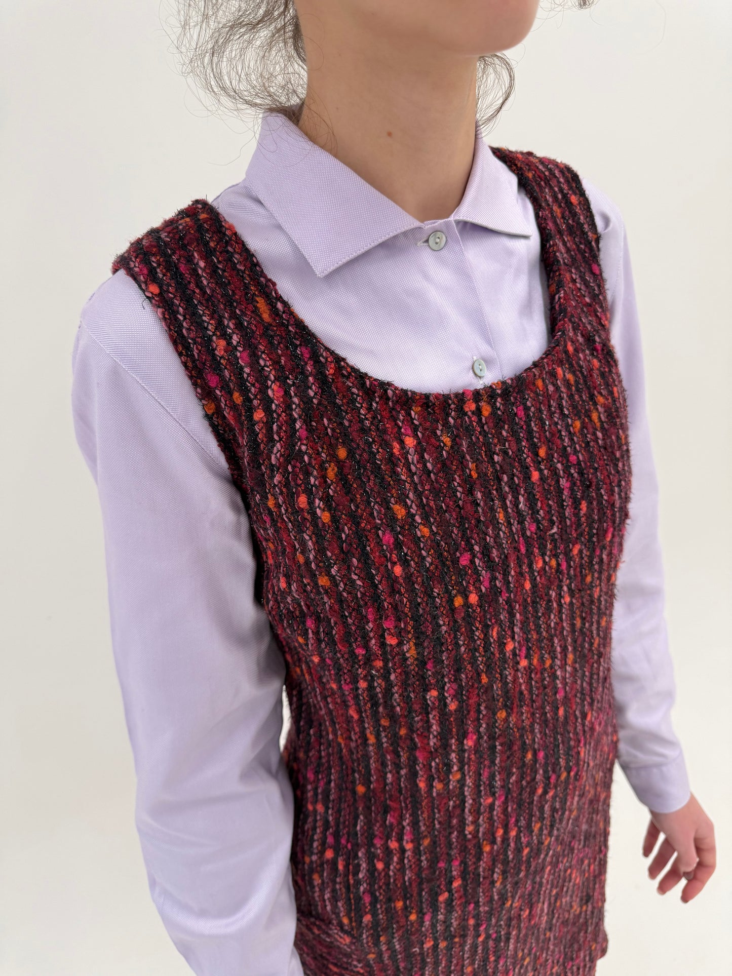 Sarafan în stil Chanel din tweed gros de lana în culori superbe