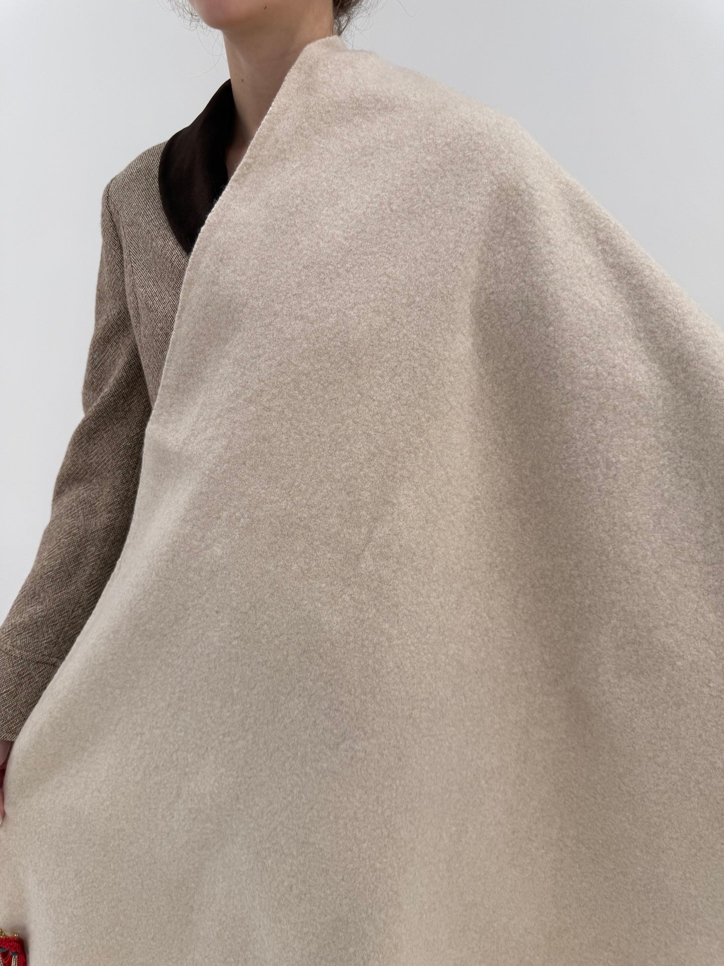 Fular XXXXL din cașmir gros tip pătură  light nude