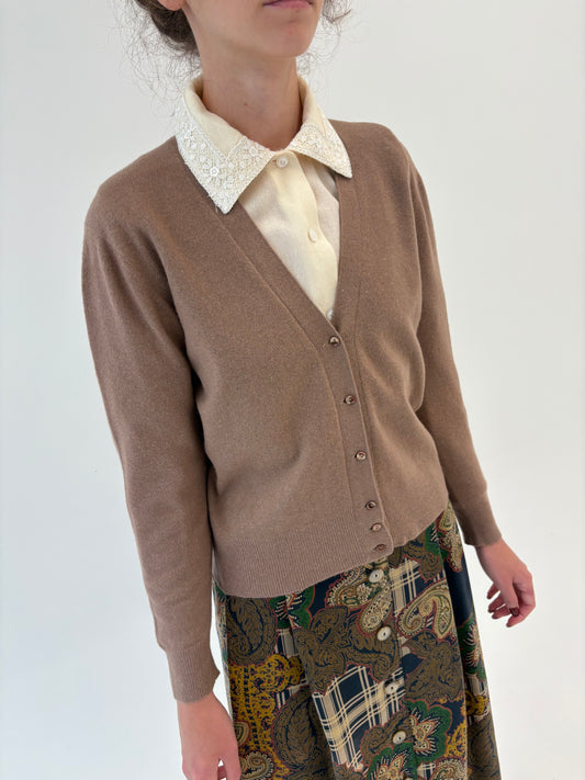 Cardigan petite cafe au lait din lana extrafina