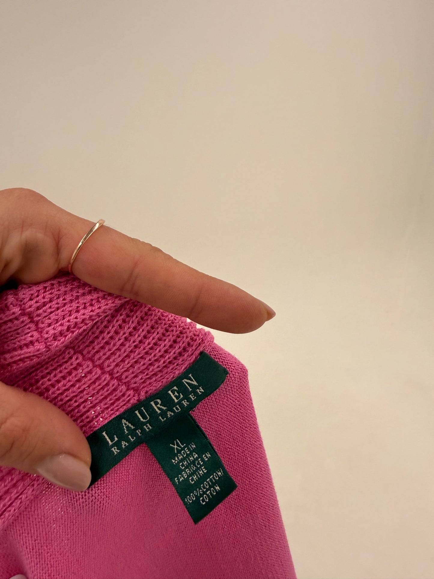 Cardigan Ralph Lauren Barbie Pink din bumbac în croi feminin și mânecă 3/4
