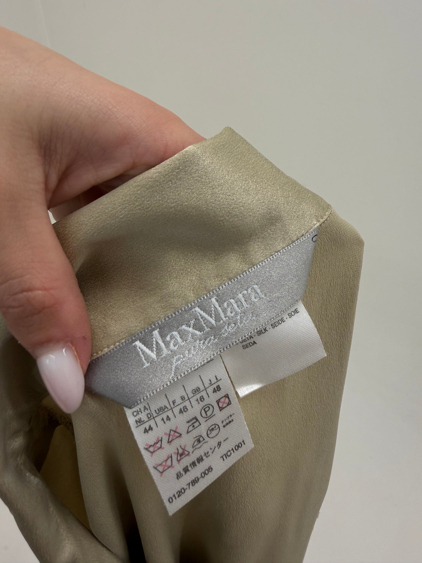 Cămașa Max Mara Sage green din mătase naturală