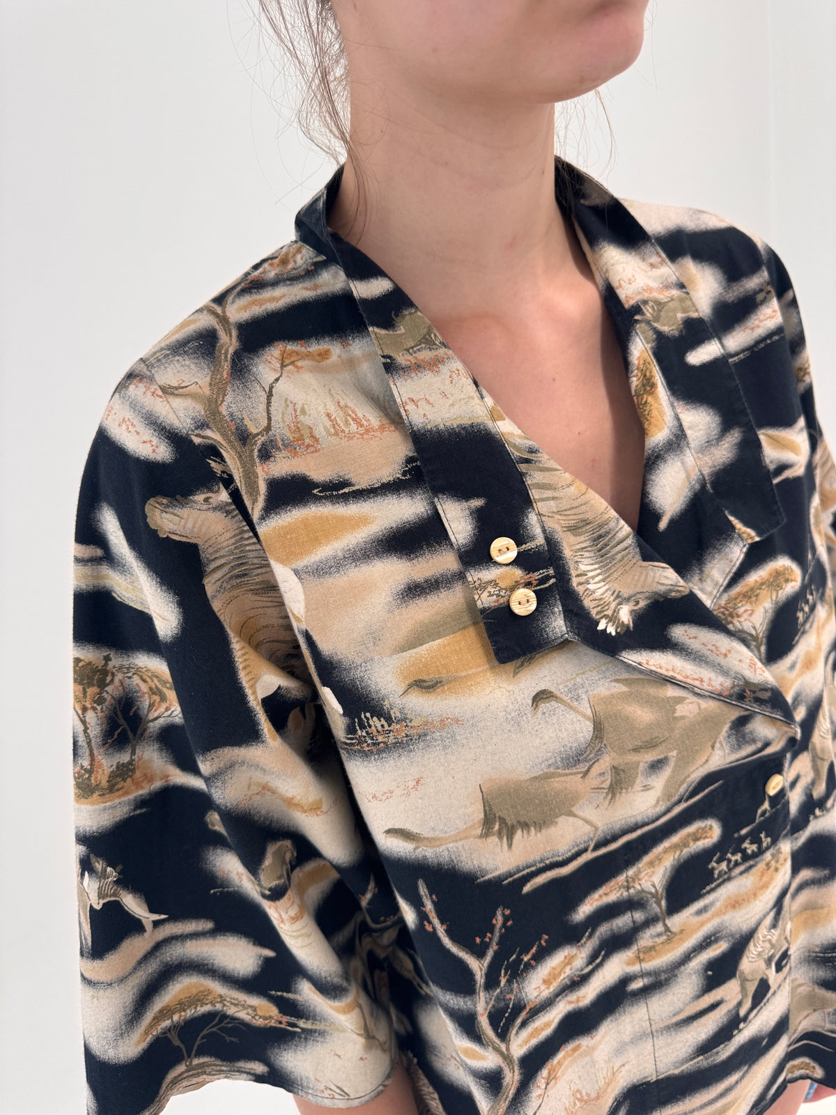 Set vintage Safari din cu print Safari din pânză premium în croi retro modern