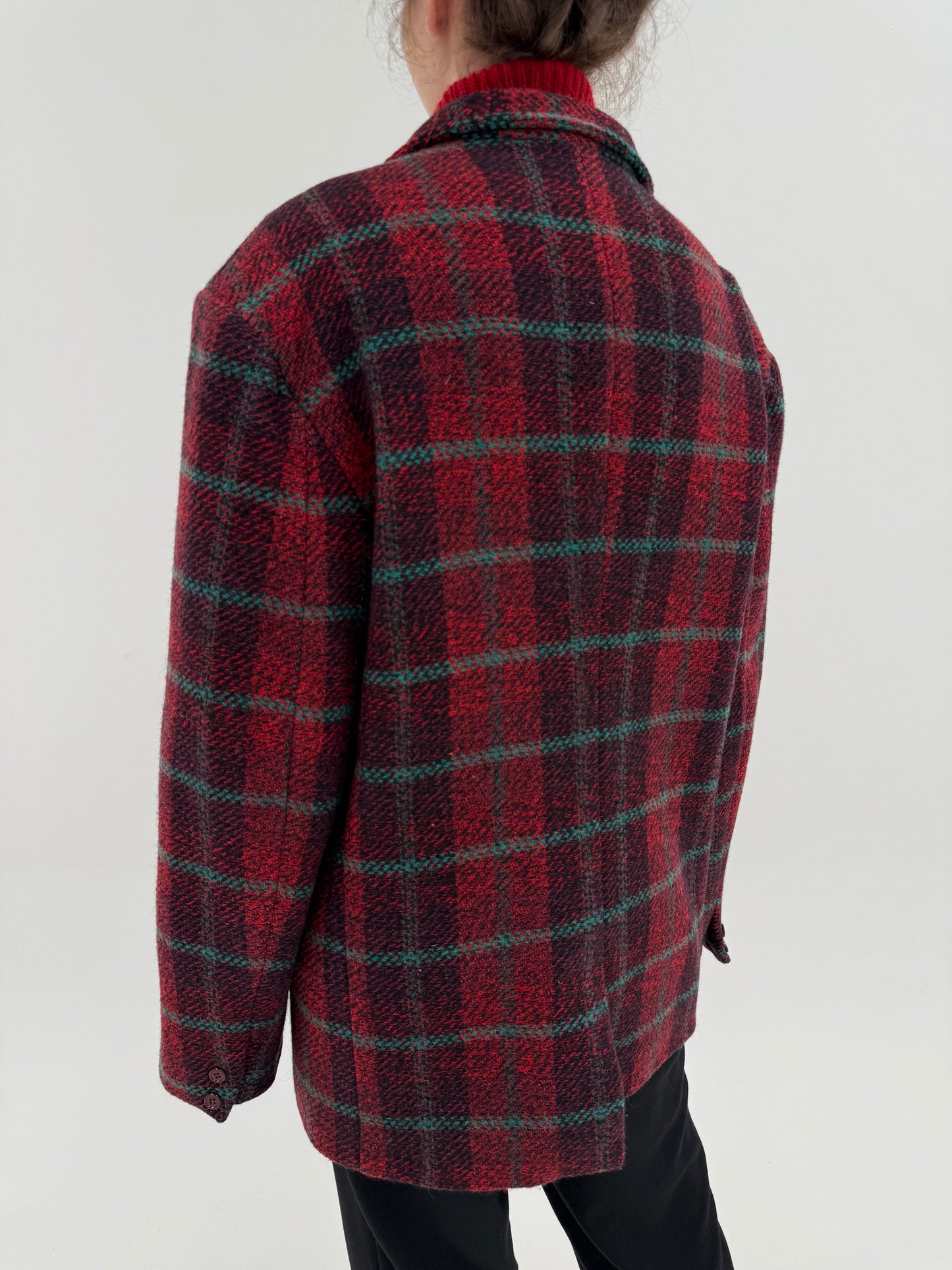 Sacou vintage din tweed în combinație superbă de culori