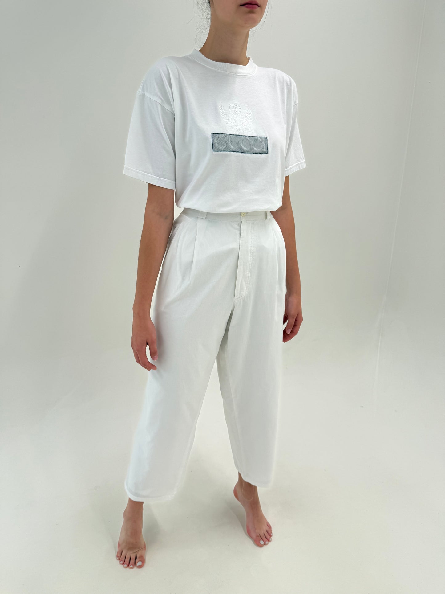 Pantaloni Valentino vintage din poplin excepțional de bumbac cu pense