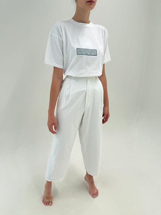 Pantaloni Valentino vintage din poplin excepțional de bumbac cu pense