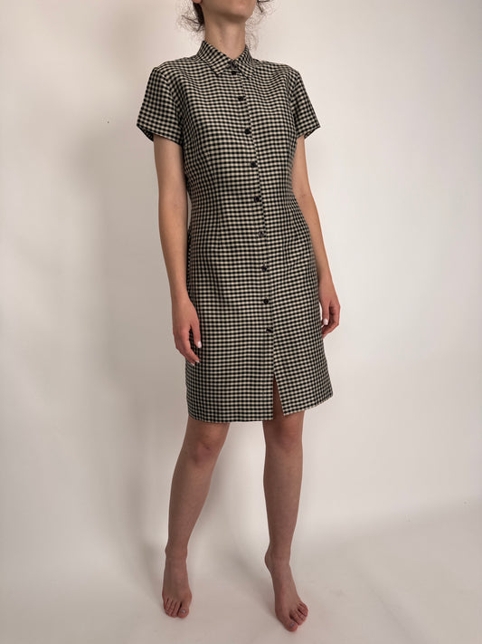 Rochie din panzica de mătase naturală gingham