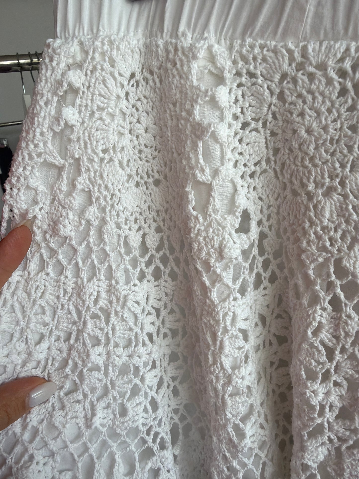 Fustă bijuterie din macrame lucrat manual cu talie ultra înaltă elastică