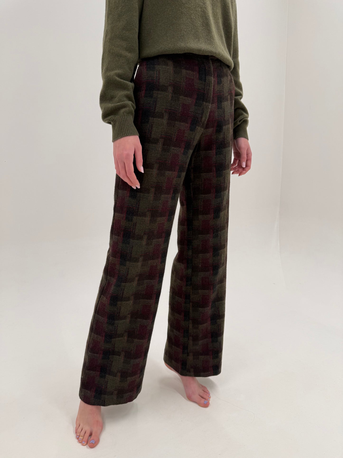 Pantaloni groși tall de brand luxury Mariela Burani din tweed în culori superbe