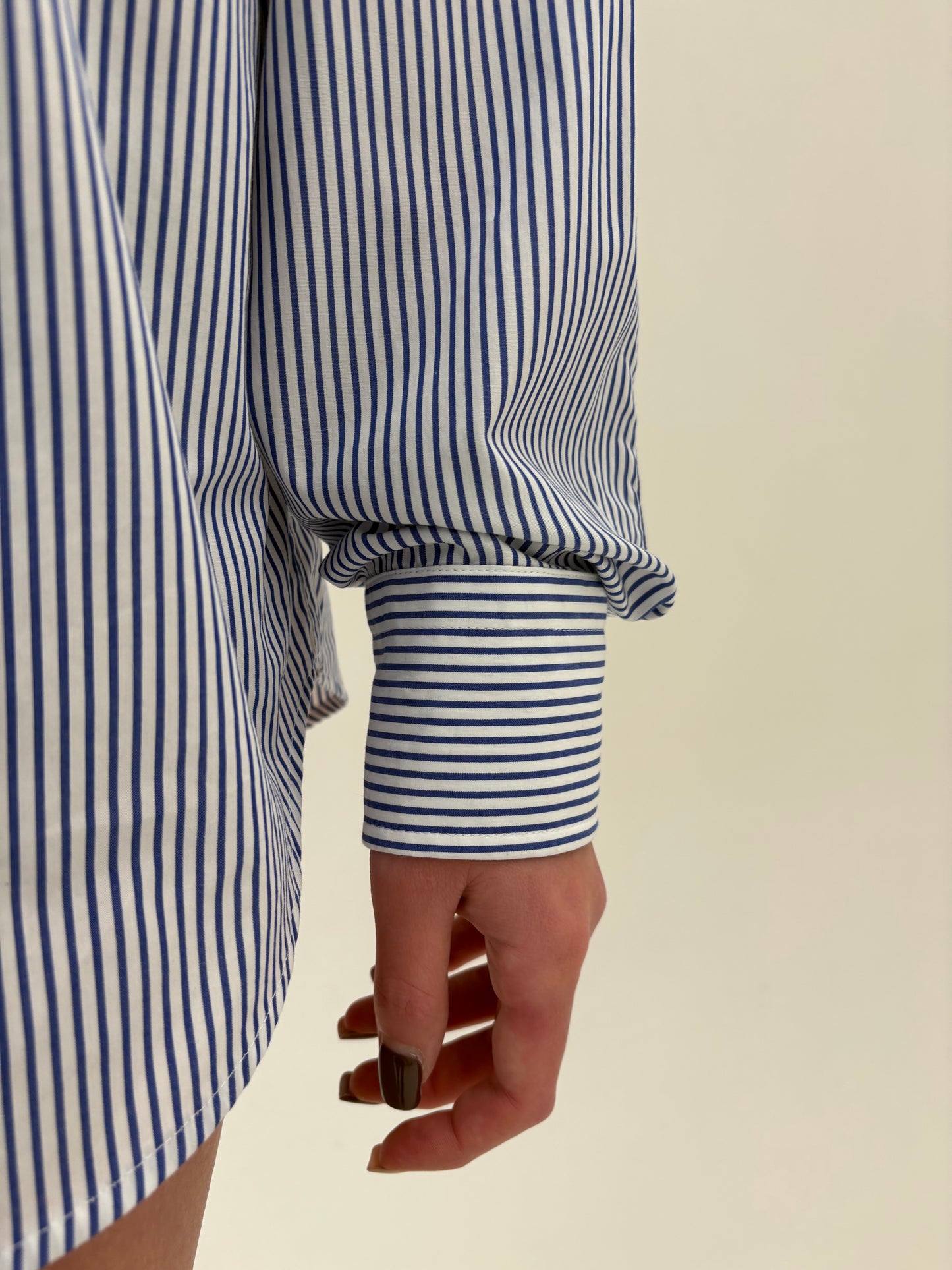 Cămașa high end italiană din bumbac egiptean cu dungi Navy blue