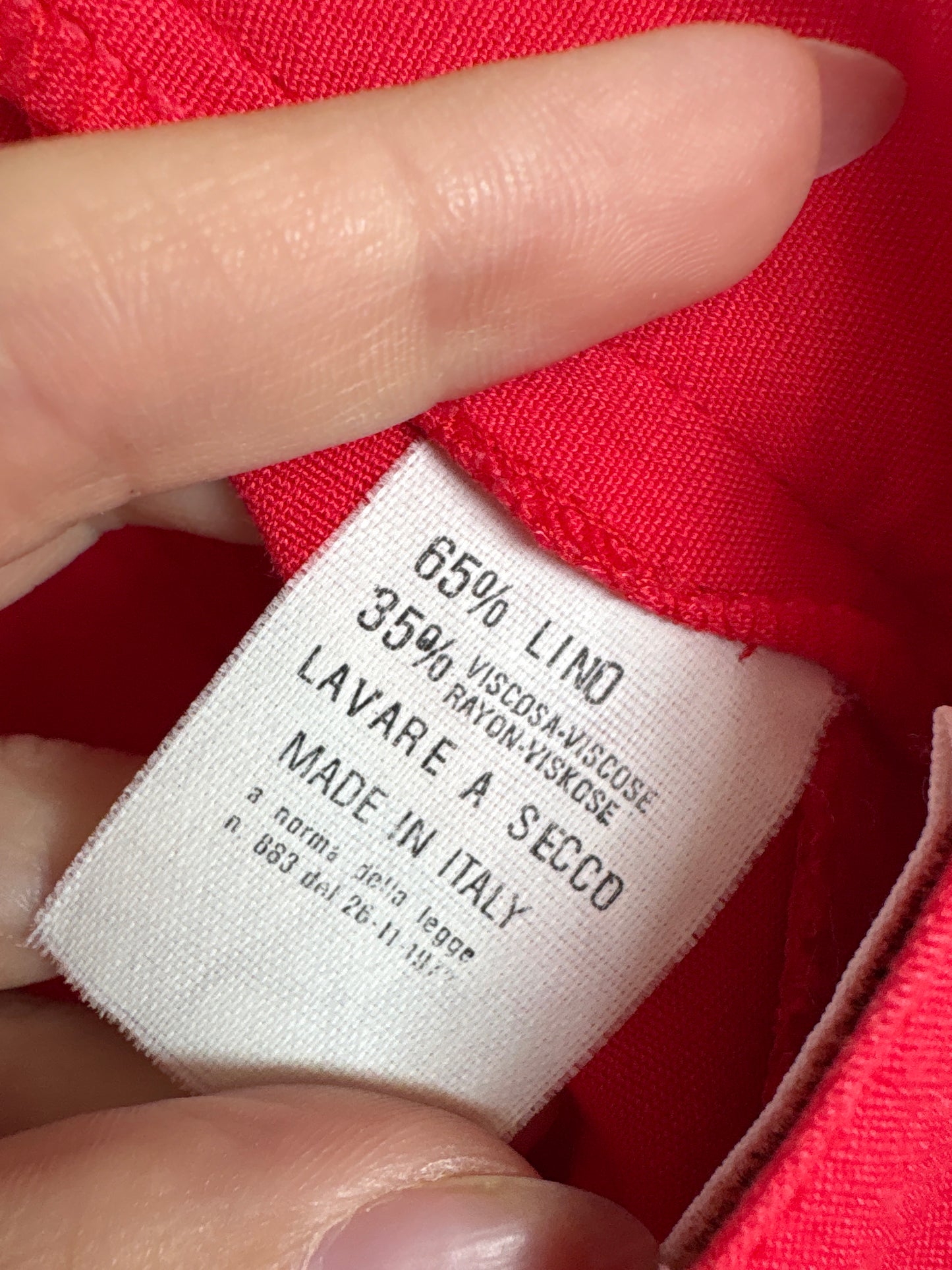 Pantaloni premium italienești din in coral red țigaretă