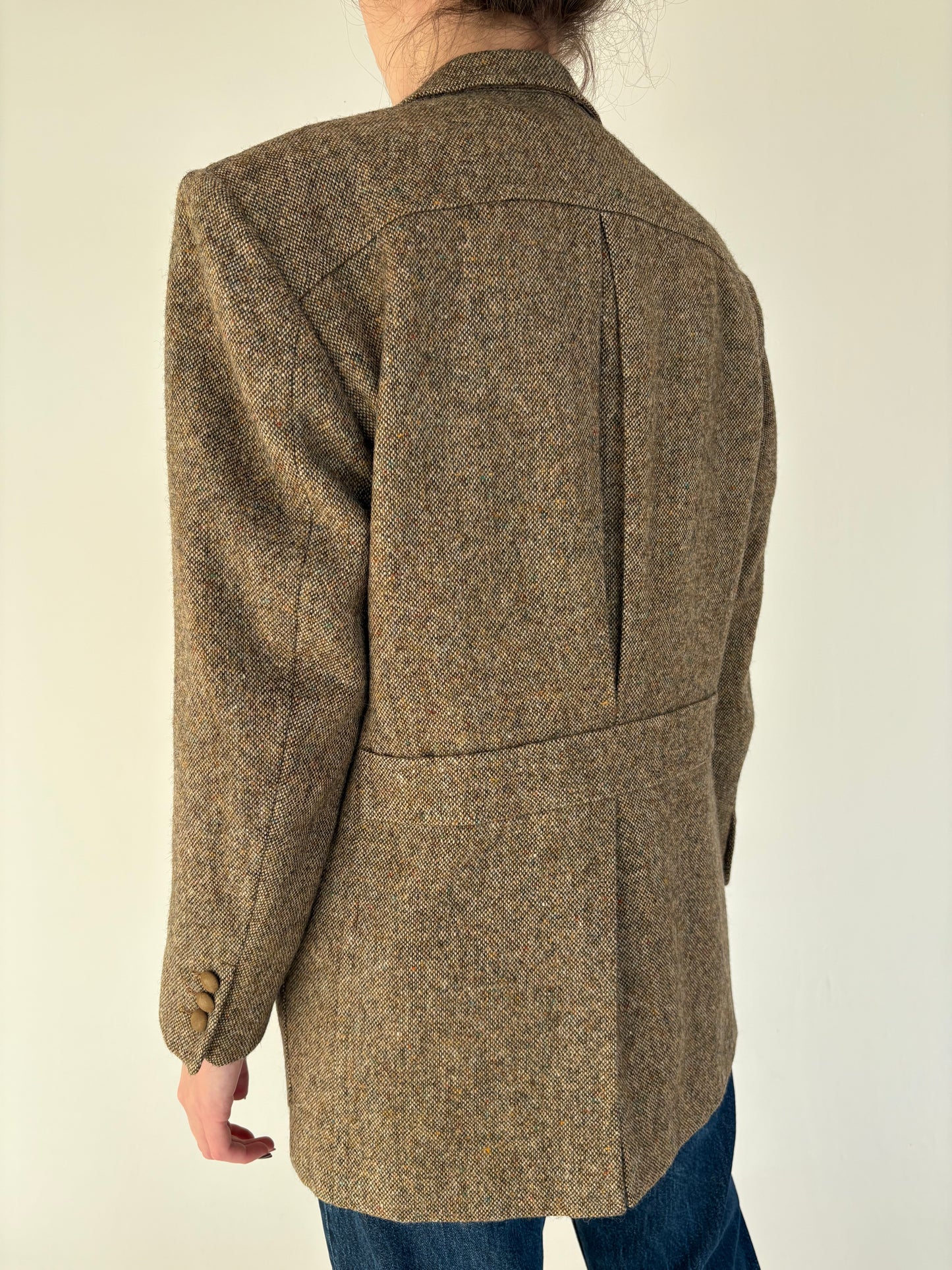 Sacou old vintage anii 70 camel couture italian din tweed Donegal