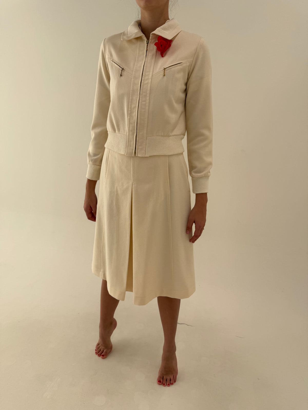 Deux piece vintage excepțional în stil Chloe vintage din lana extrafina
