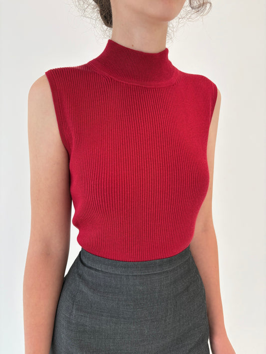 Maleta burgundy din jerse ribbed ușor satinat