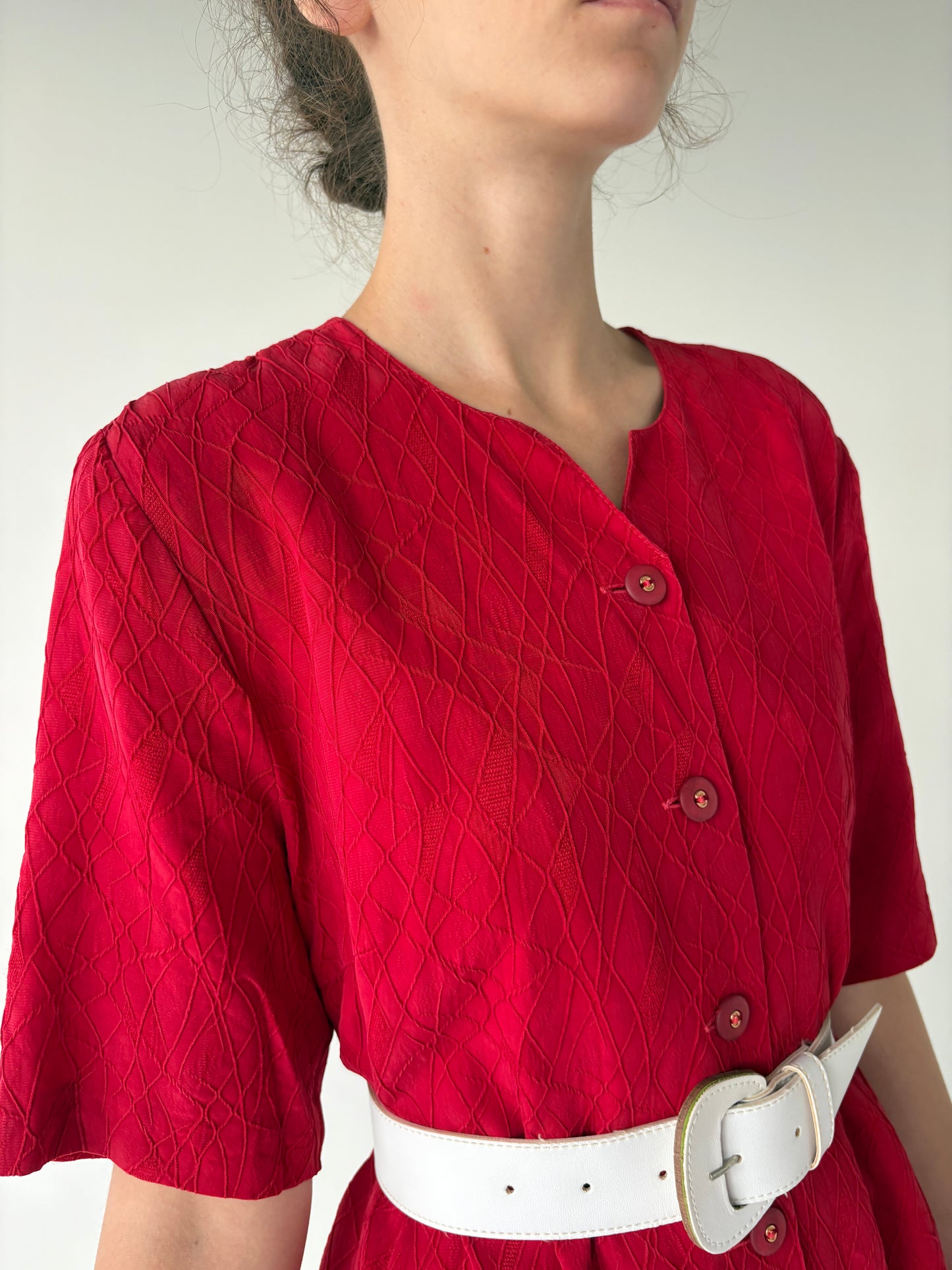 Rochie vintage cherry red texturată