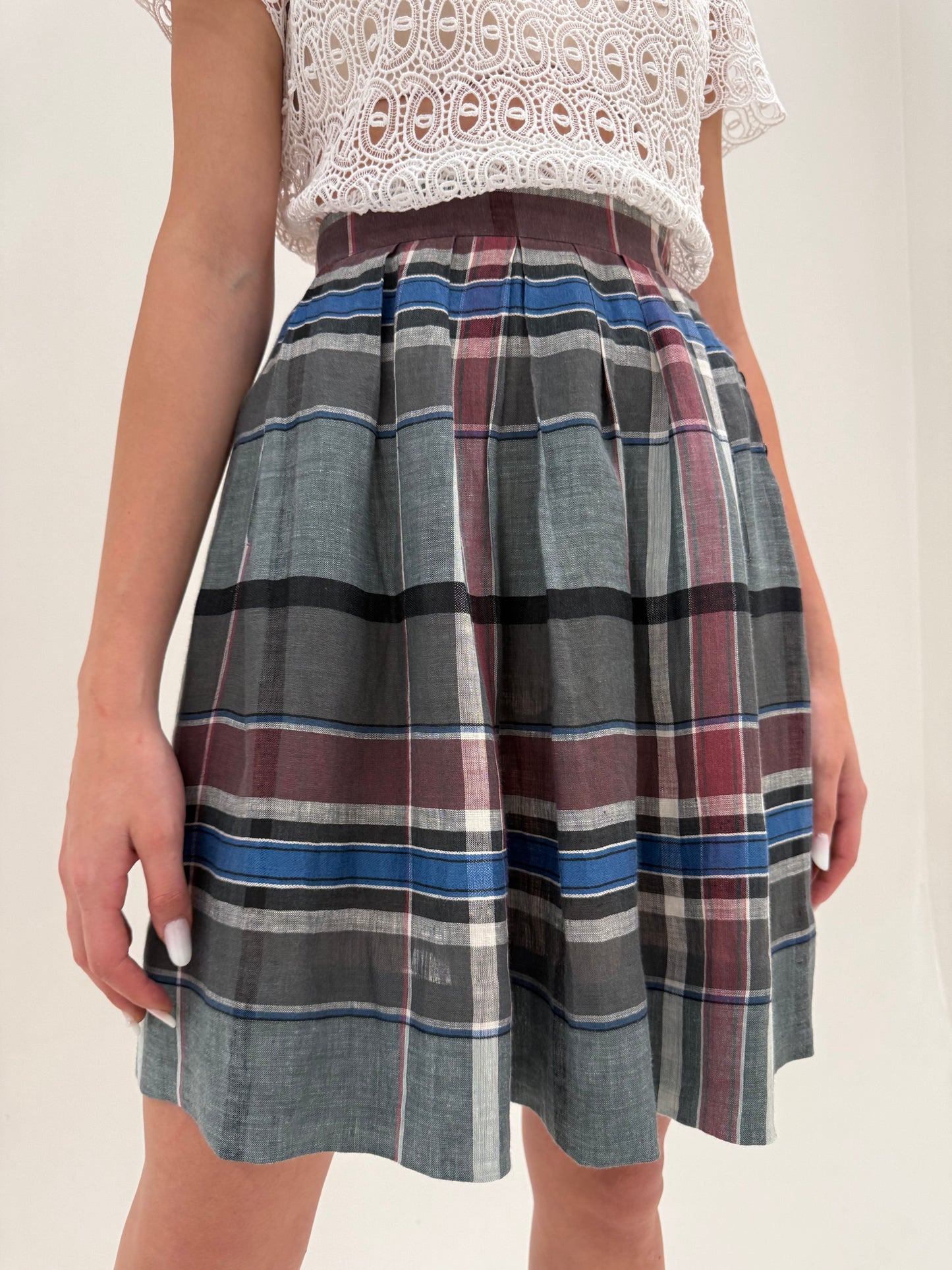 Fustă plisata vintage Max Mara din in excepțional cu talie ultra înaltă