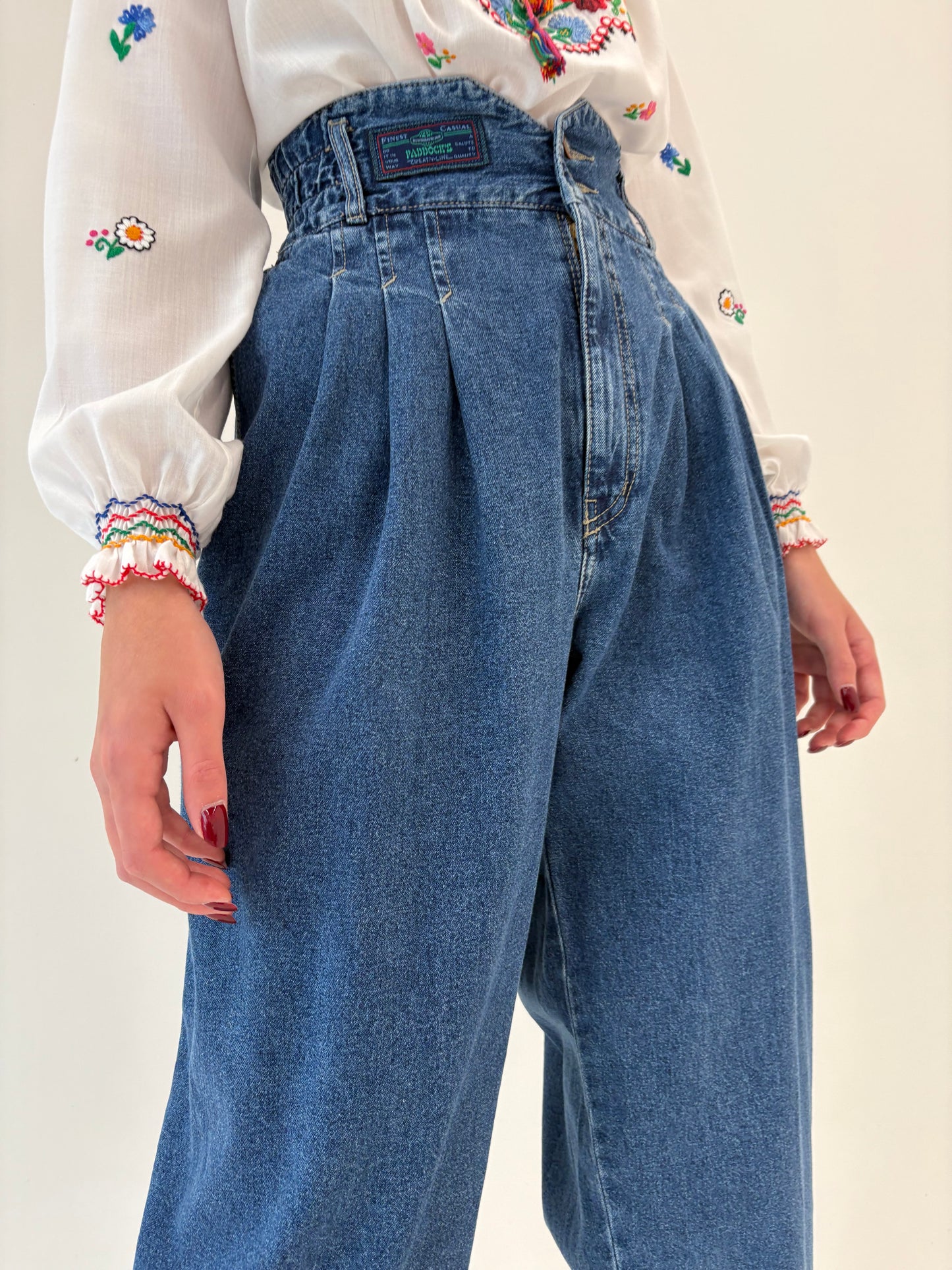 Jeans old vintage Barrel anii 80 cu talie ultra înaltă
