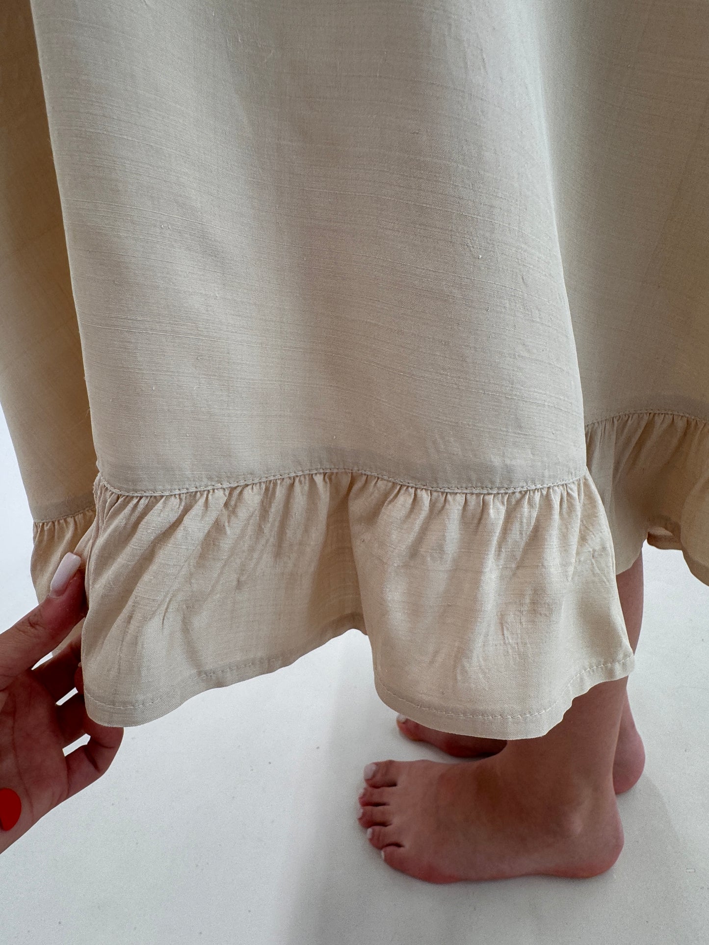 Set vintage light nude din pânză de mătase naturală de la zi la seară