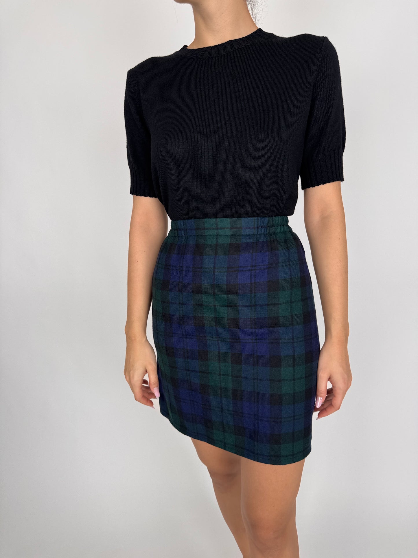 Deux piece vintage din Tartan extrafin de lana pura