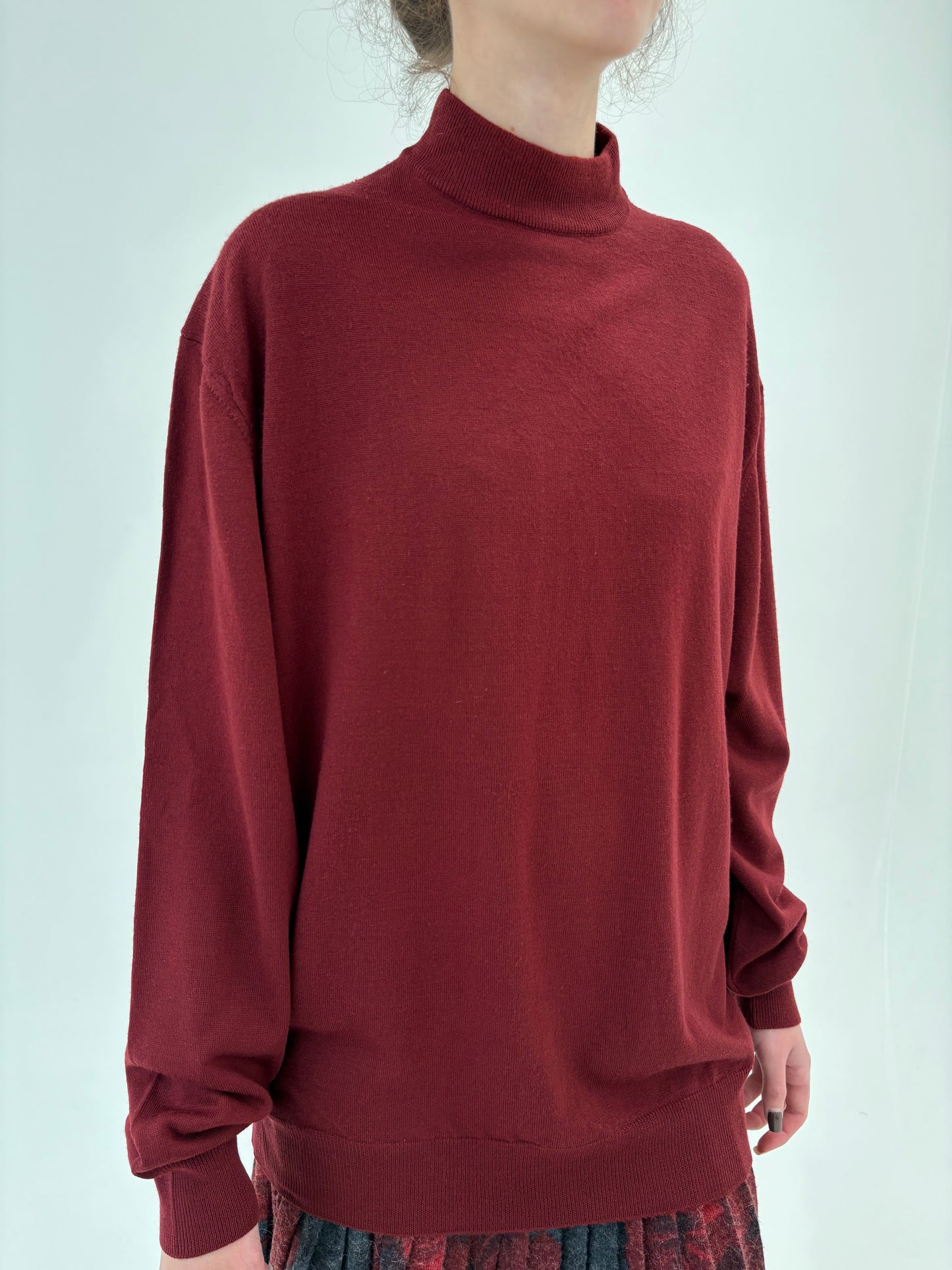 Maleta chimney burgundy din lana extrafina de gramaj mare