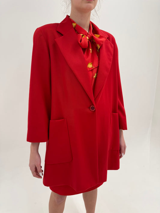 Pardesiu Gianfranco Ferre cherry red din lana extrem de subțire light weight de sezon cald