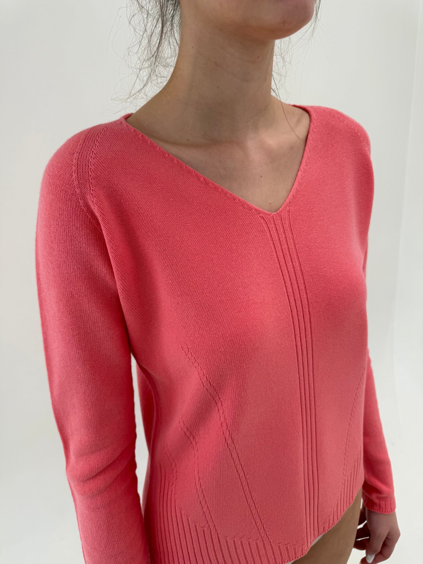 Puloveras italian din bumva de gramaj mare salmon Pink în anchior