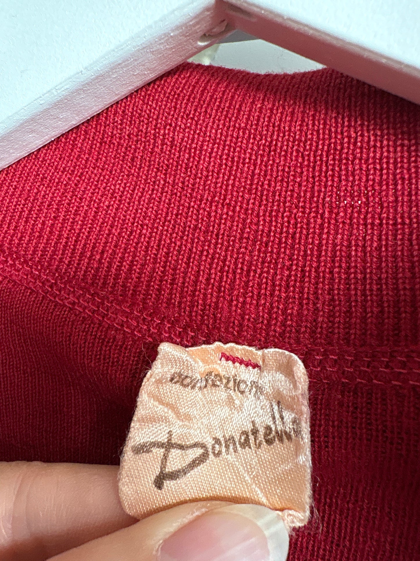 Pulover vintage italian burgundy din lana extrafina de gramaj mare