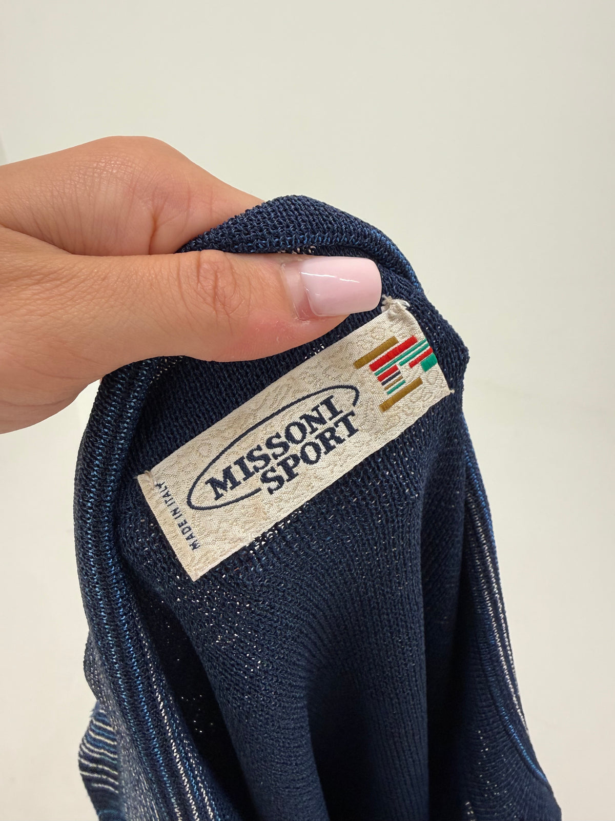 Rochie / cardigan lung Missoni polo din tricot specific brandului în nuanțe de albastru