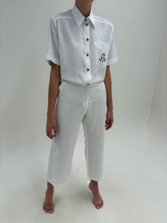 Pantaloni petite din in premium în croi clasic