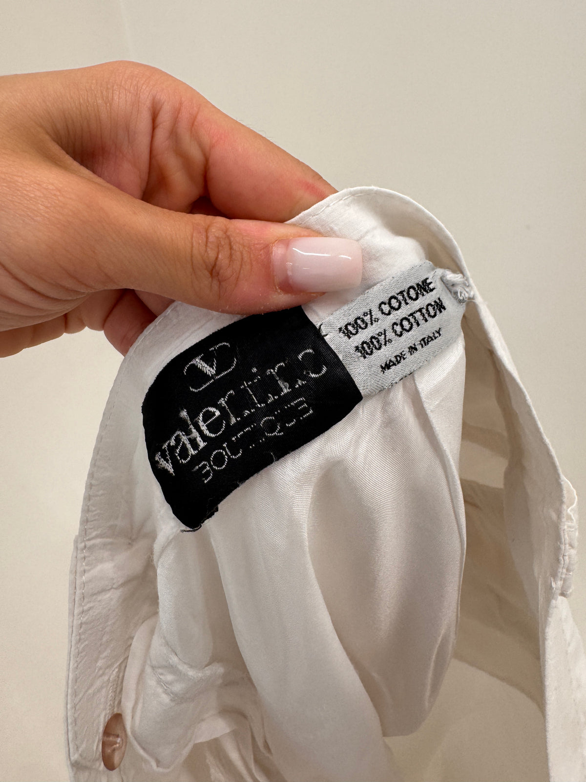 Pantaloni Valentino petite cu talie ultra înaltă din poplin de bumbac și pense